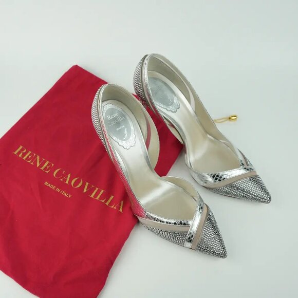 NWT Rene Caovilla Jeweled Silver Pump ORIGINAL PRICE $1,160 - Picture 2 of 9